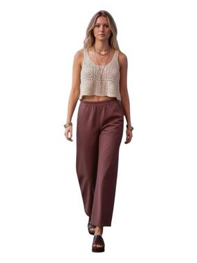 Relaxed Boho wide leg Anthropology Pilcro Jogger Pants in Soft Brown - XL